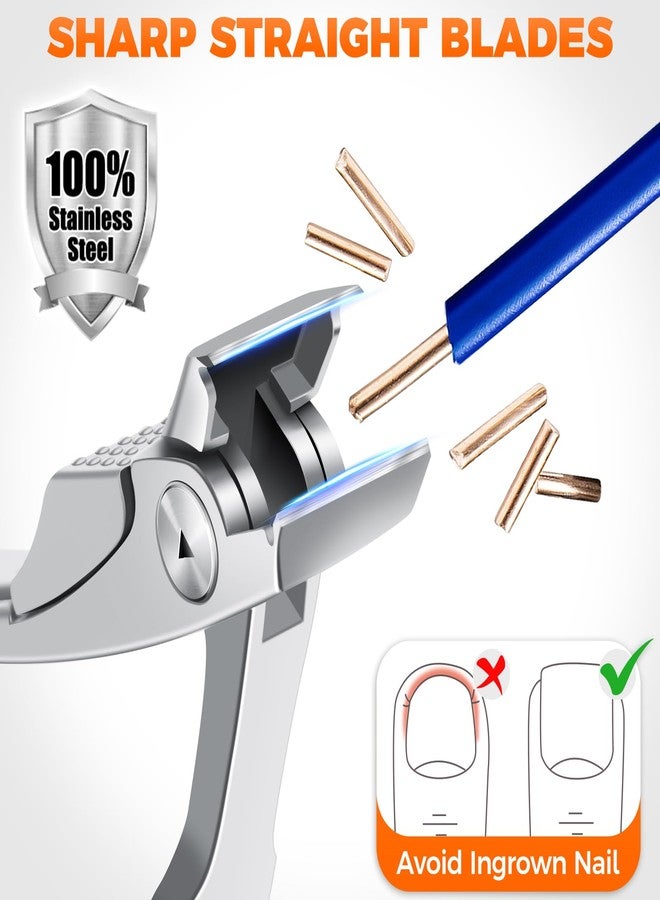 درمود مقص أظافر مستقيم للرجال، مقص أظافر قدم ألماني مريح مقاس 18 مم للأظافر السميكة لكبار السن ذوي الفك العريض، مقص أظافر طويل المقبض ذو حافة حادة للبالغين مع مبرد، هدية للرجال - Image 5